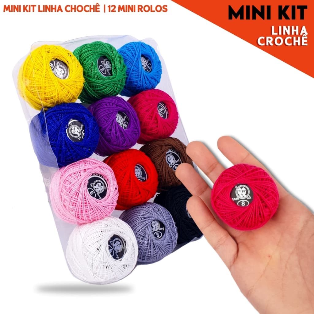 Kit Linha Para Crochê Barbante Colorido 12 Cores 100% Algodão Artesanato Tricô Bordado Costura - SH