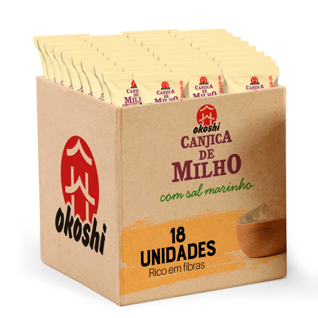 OKOSHI Kit 36 Pipocas de Canjica de Milho com Sal Marinho - Lanche Fit, Snack Saudável - Sem Glúten, Vegano - 40g