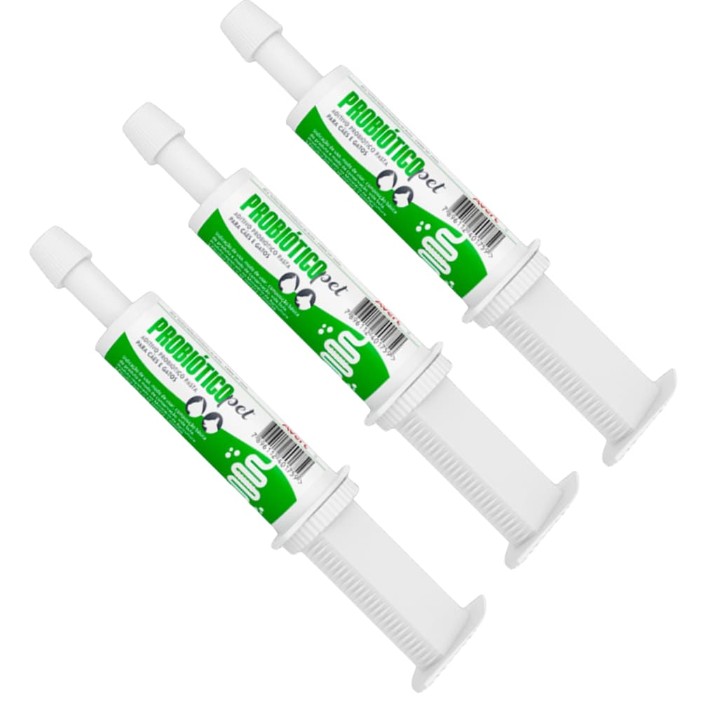 Kit 3 Avert Probiótico Pet Para Cães e Gatos Suplemento Alimentar Equilíbrio Intestinal - 14g