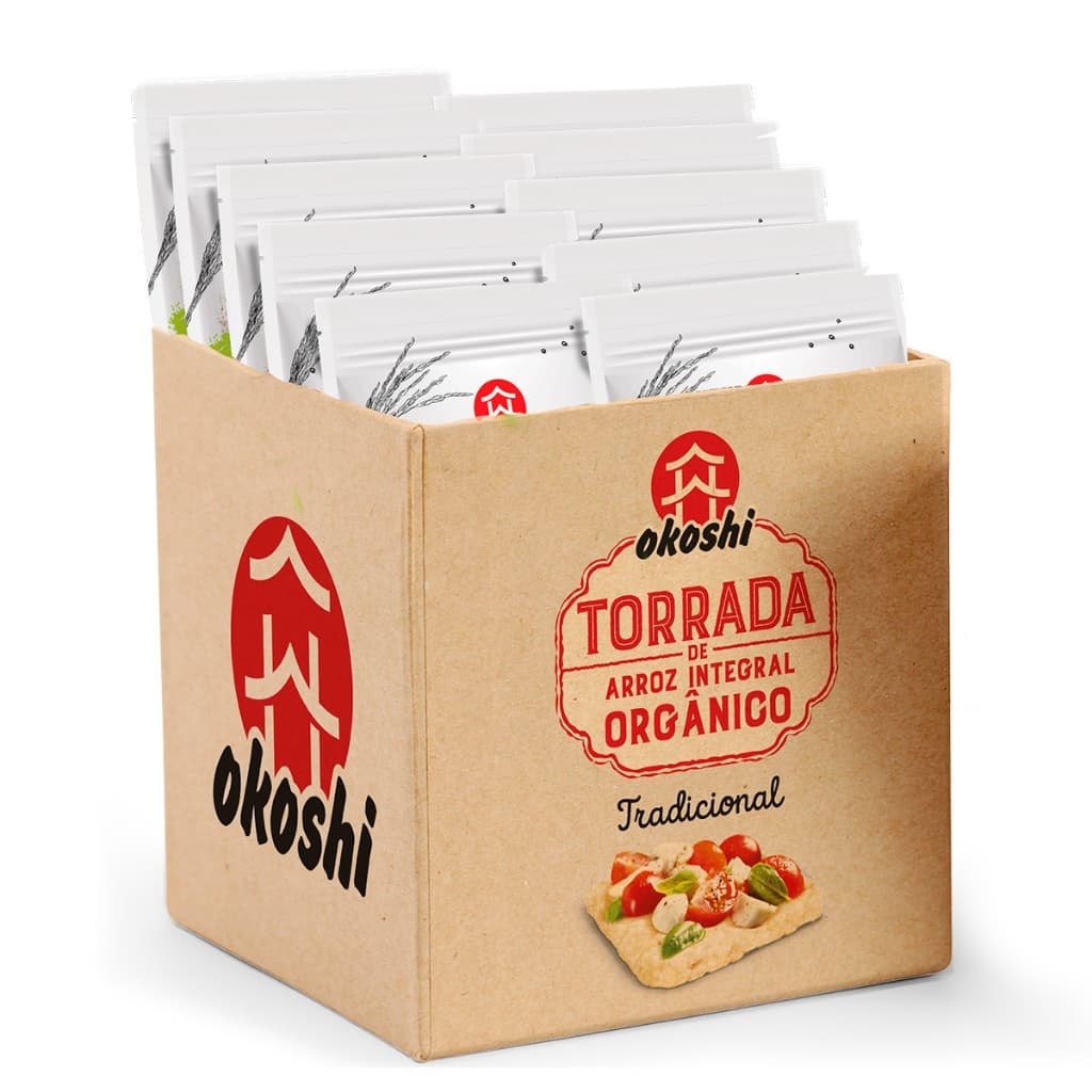 OKOSHI Kit 10 Unidades Torrada de Arroz Integral Orgânico Tradicional - Lanche Fit Saudável - Sem Glúten - 75g