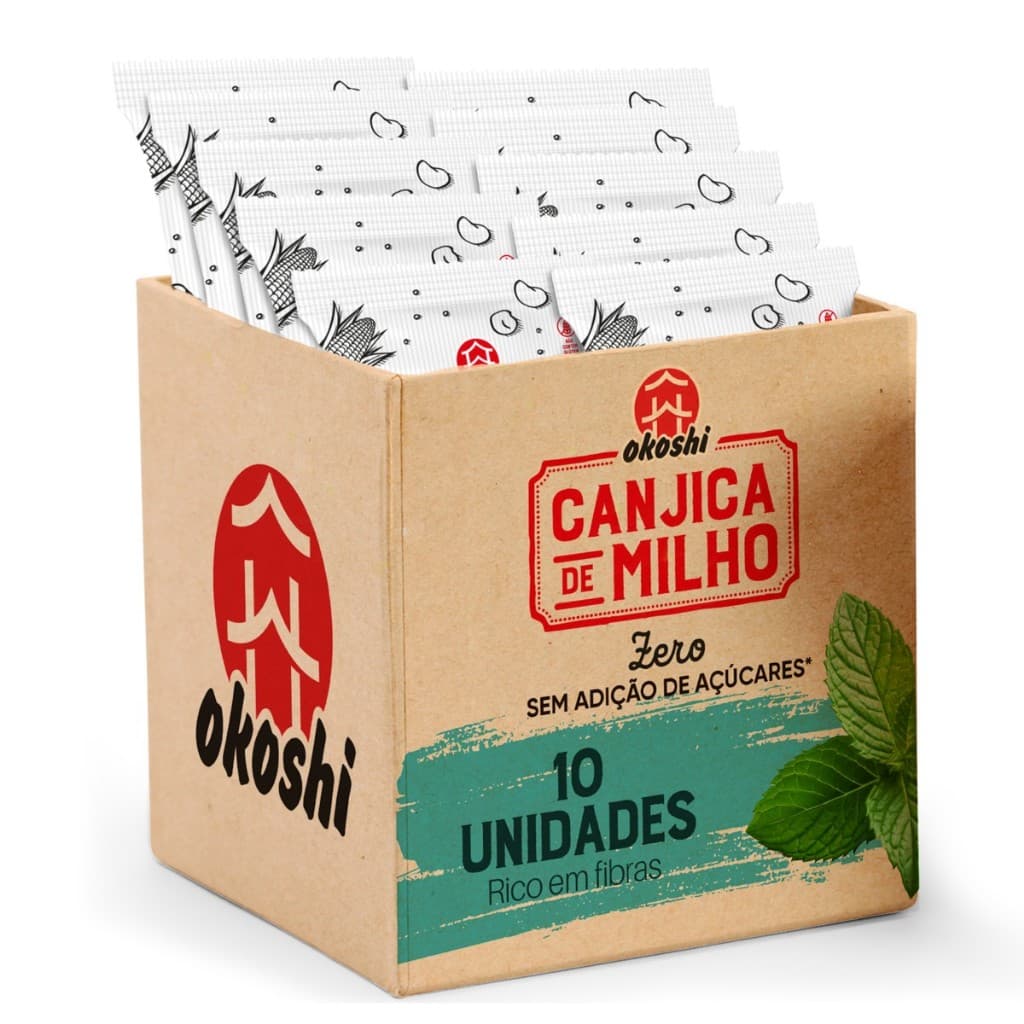 OKOSHI Kit 10 Pipocas de Canjica de Milho Zero Açúcar - Lanche Fit, Snack Saudável - Sem Glúten, Vegano - 40g