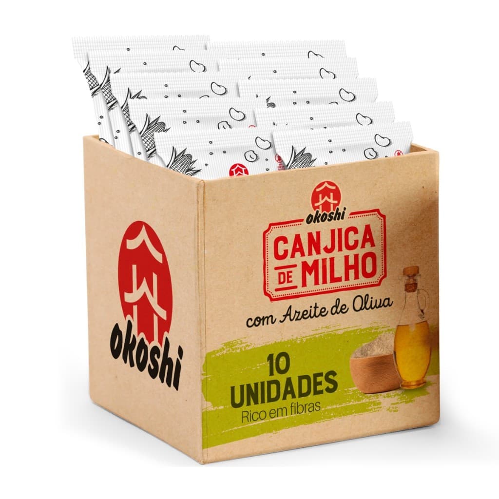 OKOSHI Kit 10 Pipocas de Canjica de Milho com Azeite de Oliva - Lanche Fit, Snack Saudável - Sem Glúten, Vegano - 40g
