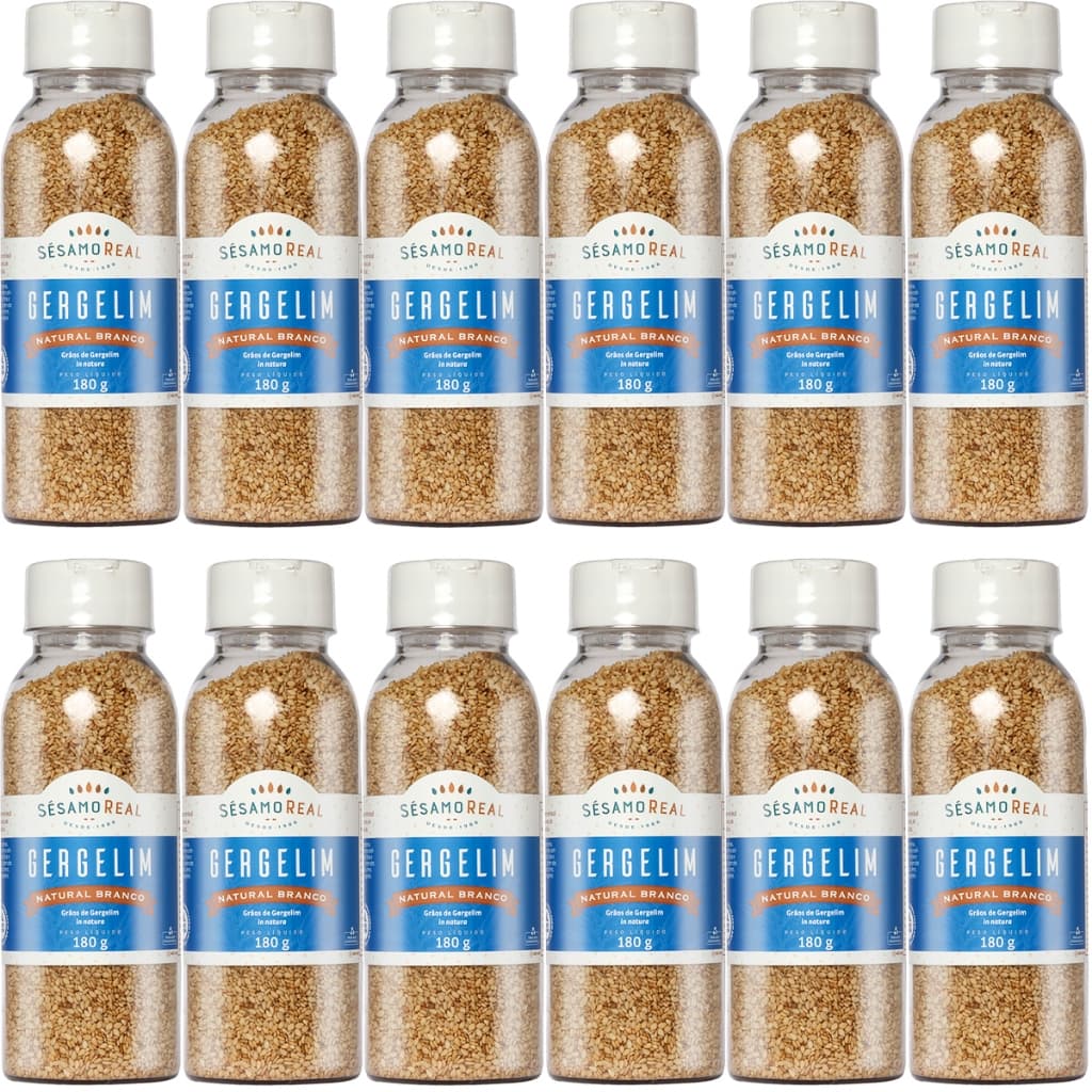 Gergelim Branco Natural 180g Integral e Vegano – Kit 12 Unidades Saudáveis e Sem Aditivos