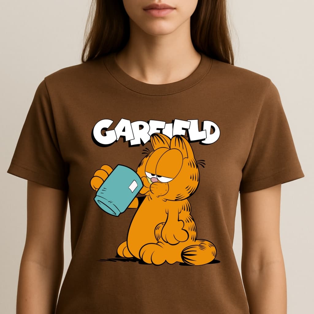 ELE Garfield fofo Print Camisetas Femininas Fitness Feminina Blusa Feminina Verao  Top