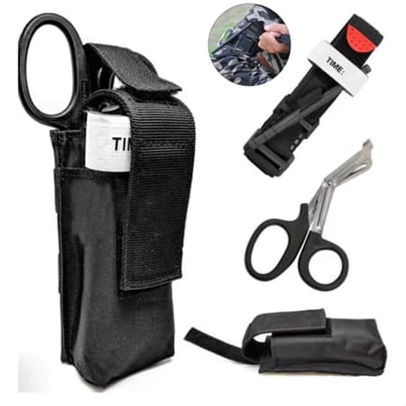 Kit Torniquete Tático Militar Primeiros Socorros + Tesoura Aph Ponta Romba Socorrista.