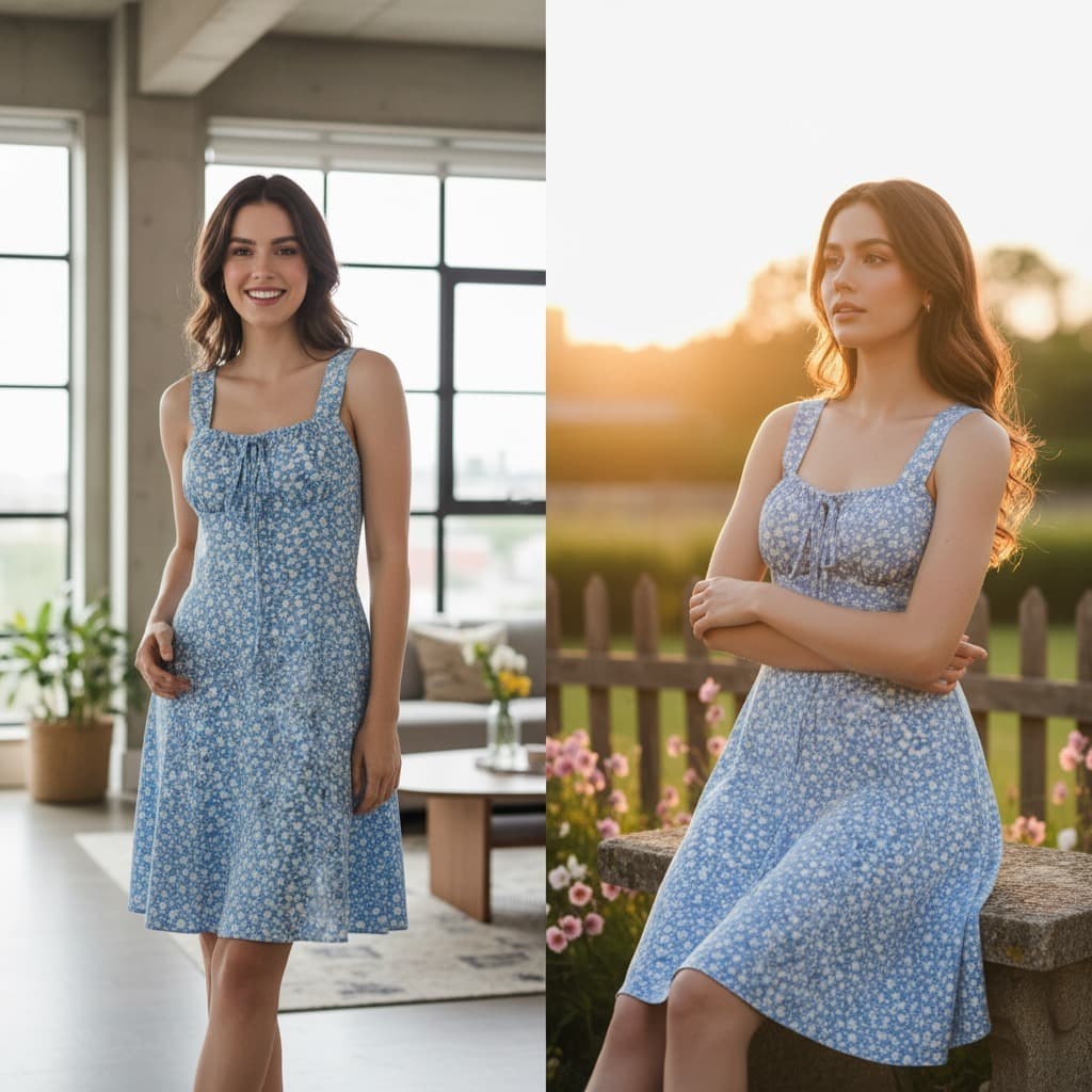 Vestido Feminino Curto Rodado Camponesa Alcinha Estampado com  Bojo e Forro  Regulável