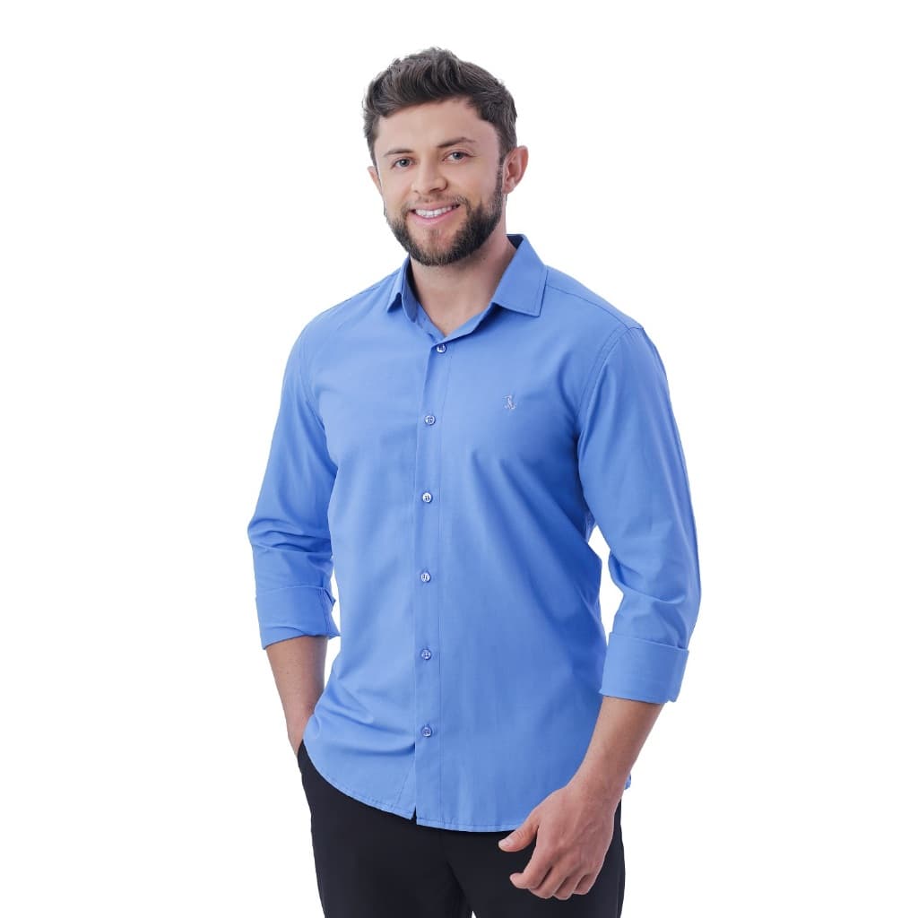 Camisa Social Masculina Manga Longa Slim Luxuosa Sem Bolso