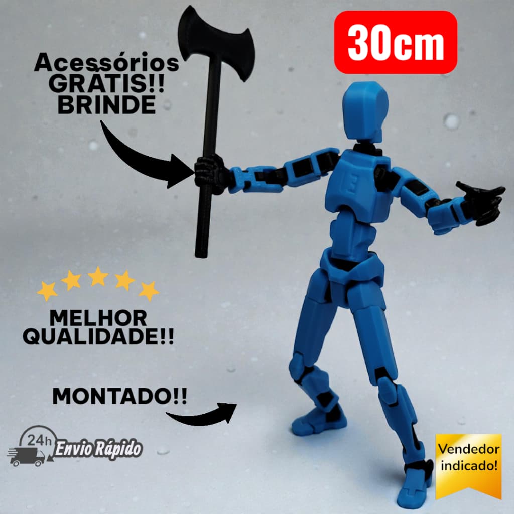 Boneco de Ação Articulado Dummy MONTADO| GIGANTE 30cm | BRINDE | Resistente | Envio Rápido
