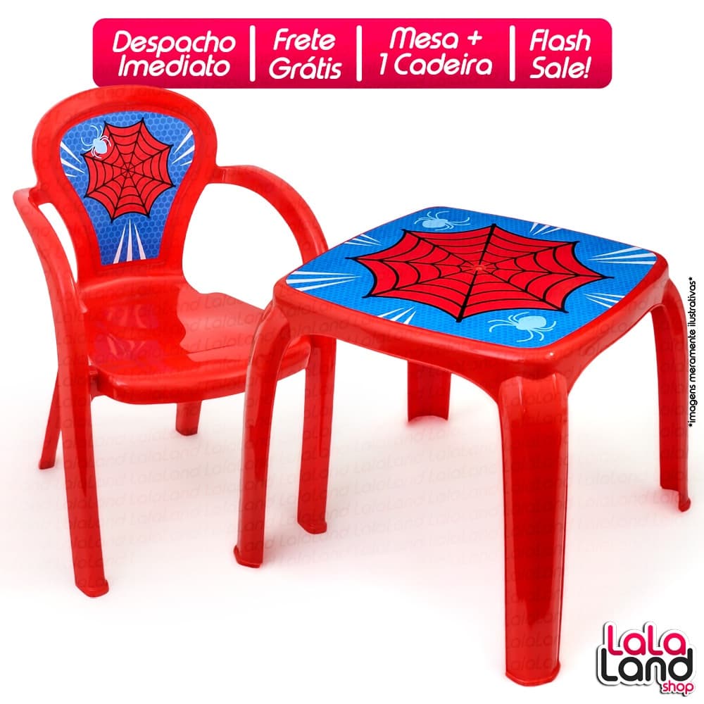 Kit Mesinha Mesa Infantil com 1 Cadeira Menino Menina Homem Aranha Princesa Feminino Masculino