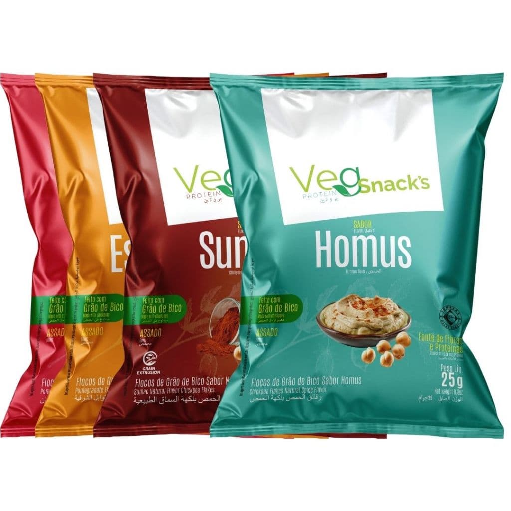 VegSnack Proteico  12 Unidades 25g Snack Saudável de Grão-de-Bico Sem Glúten e Zero Lactose
