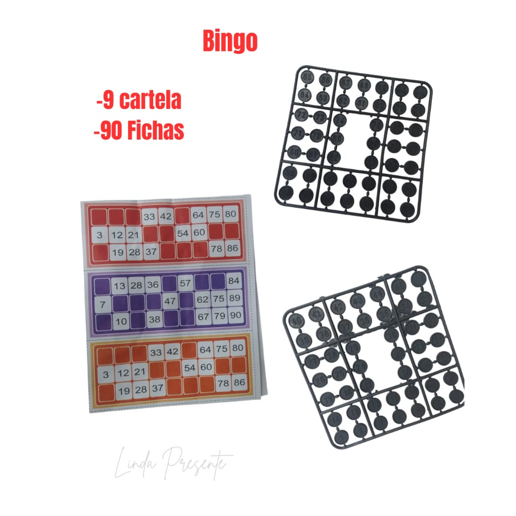 Jogo Bingo Na solapa Com 9 cartela + 90 Fichas Jogo Para Toda Família