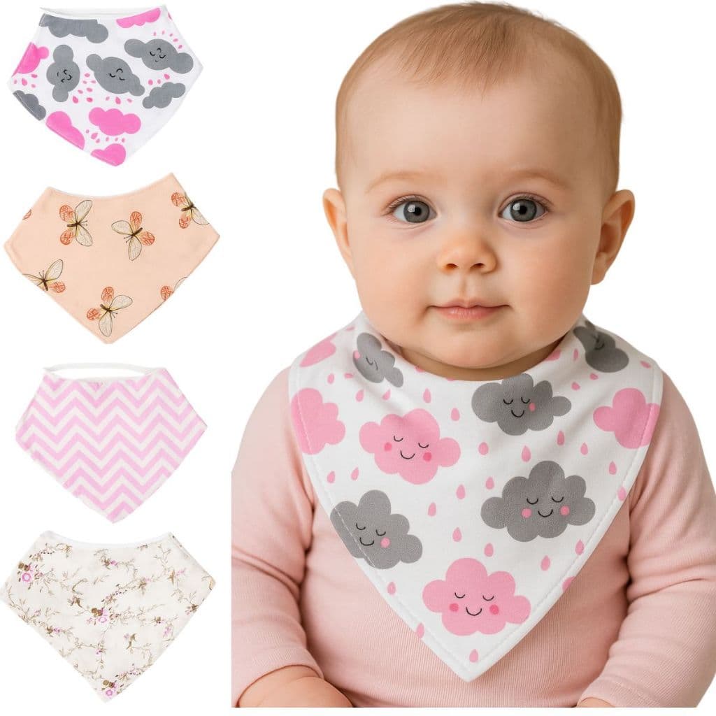 Kit 3 Babador Bandana de Bebê 100% Algodão Sortidas Enxoval Infantil