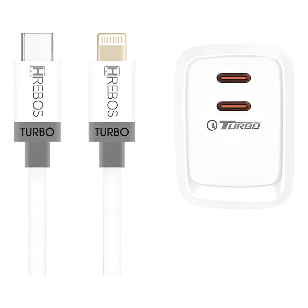Kit Carregador Turbo 30W Dual USB-C + Cabo Type-C x Lightning  Carregador Rápido Turbo 30w Para iPhone 2 Saidas Usb-c