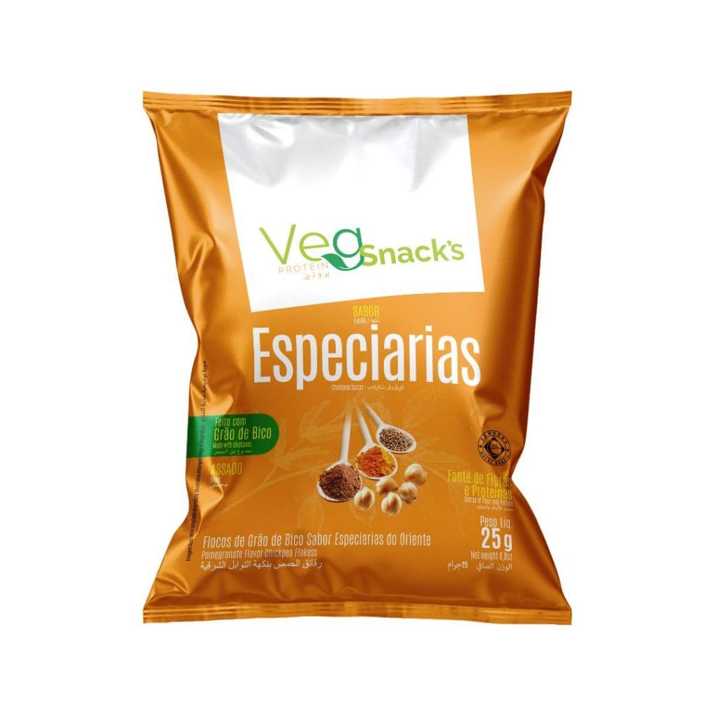 Snack Saudável Proteico VegSnack 12 Unidades Grão-de-Bico 25g Vegano Sem Glúten – Grain Extrusion