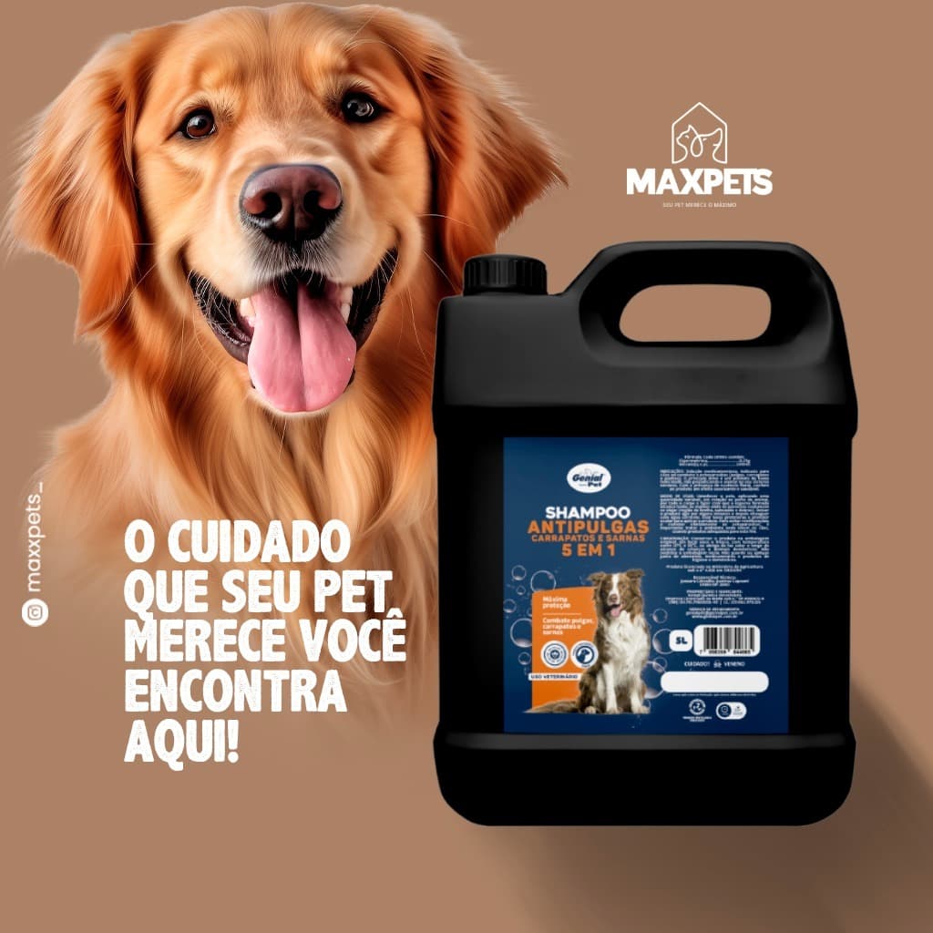 Shampoo Antipulgas Para Cachorro E Gatos 5l Pet Genial Fragrancia Neutra