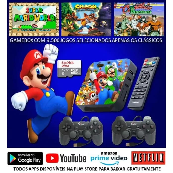 Video Game Retro Box 10.000 Jogos + 2 Controles Sem Fio