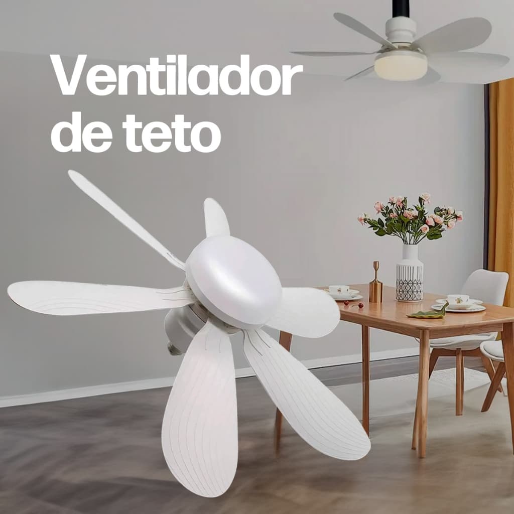 Ventilador de Teto C/ Iluminação 3 Cores Luz Controle Remoto Luminária Moderna 60w Bulbo E27 6 Pás