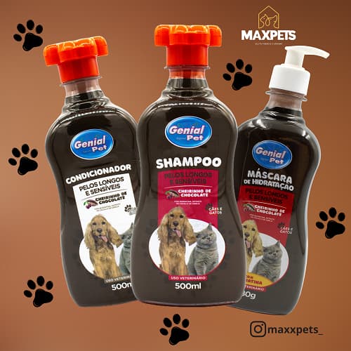Kit Banho para Cães e Gatos - Shampoo, Condicionador Floresta Negra Produtos Pets para Cachorro e Gato 500ml Genial Pet