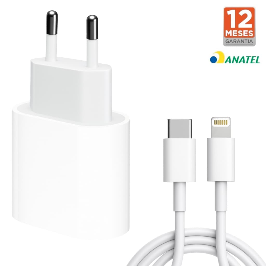 Carregador Turbo Para iPhone Usb-C 7 8 X Xr 11 12 13 14 Pro Max Carregamento Rápido 1m PD 20w