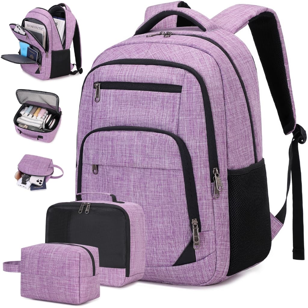 3PCS:Mochila Escolar Viagem Unissex para Notebook-Impermeável,Grande Capacidade,Reforçada Volta às Aulas