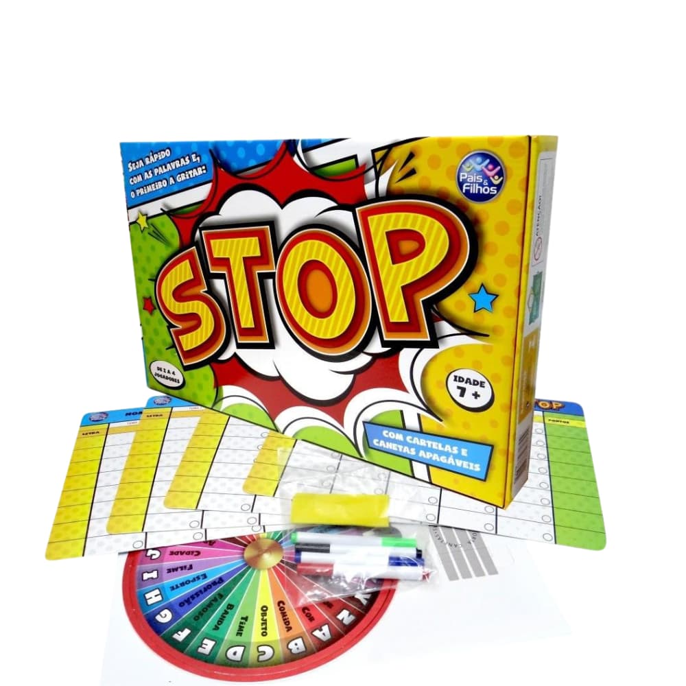 Stop Jogo Educativo de Tabuleiro Para a Familia e Amigos Pais e Filhos
