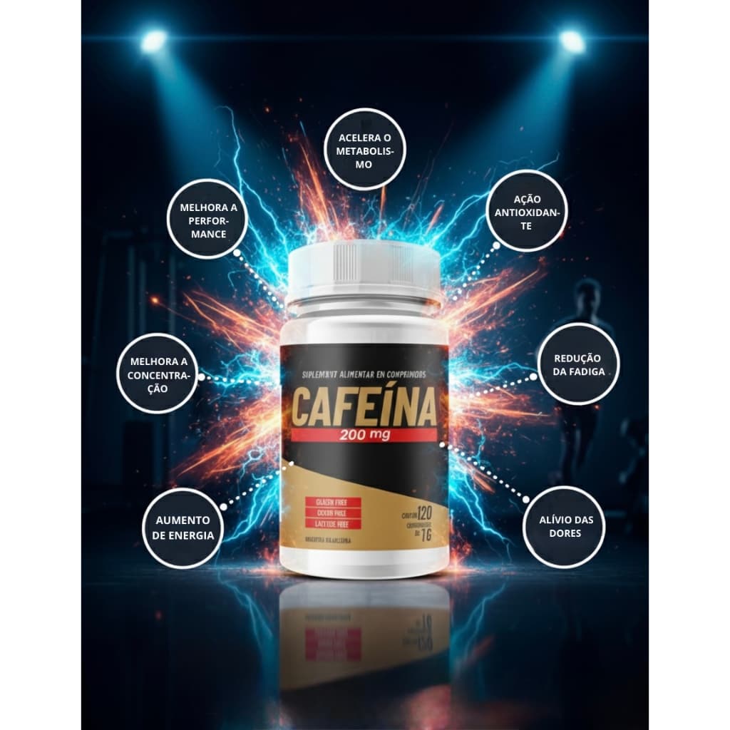 Cafeína 200mg 120 Comprimidos - Energia Extrema, Foco e Pré-Treino (Foco geral)