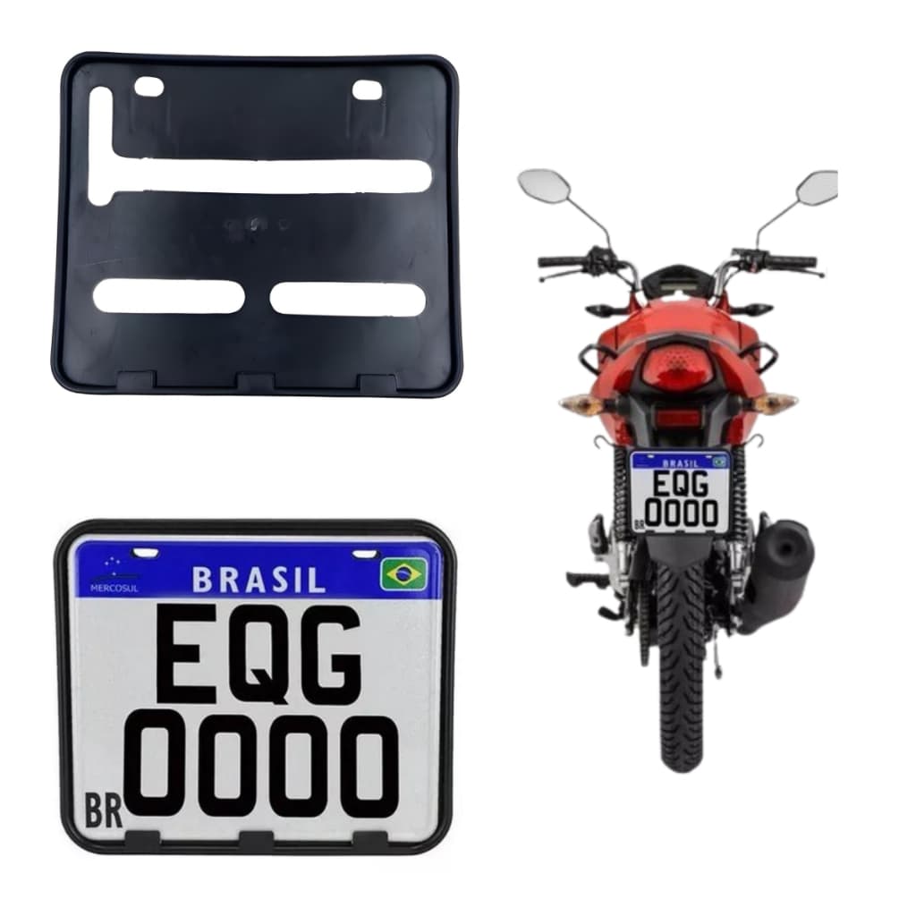 Suporte Moldura de Placa Moto Mercosul — Acessório Universal  Plástico Reforçado  p/  Todas as Motos