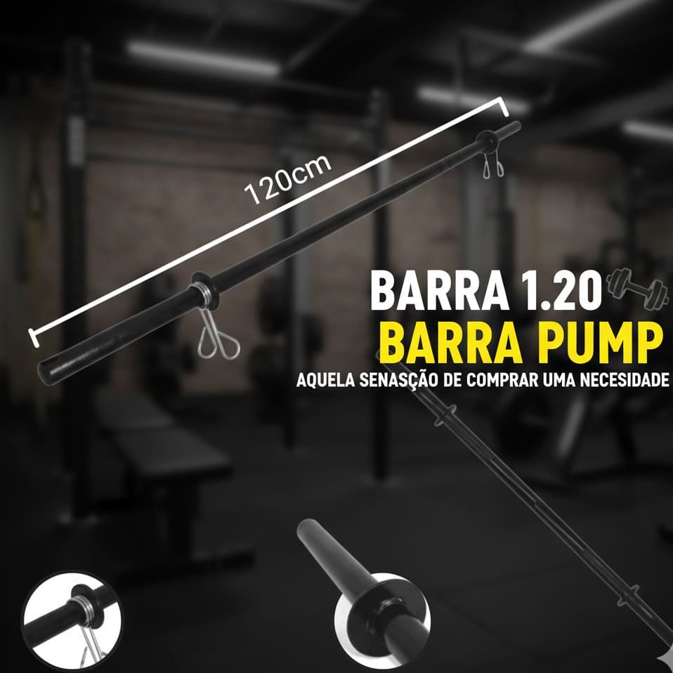 Barra Body Pump Oca 1,20m Musculação Treino Funcional Fitness Ginástica Aeróbica Kit Completo Academia Casa Melhores Ofe