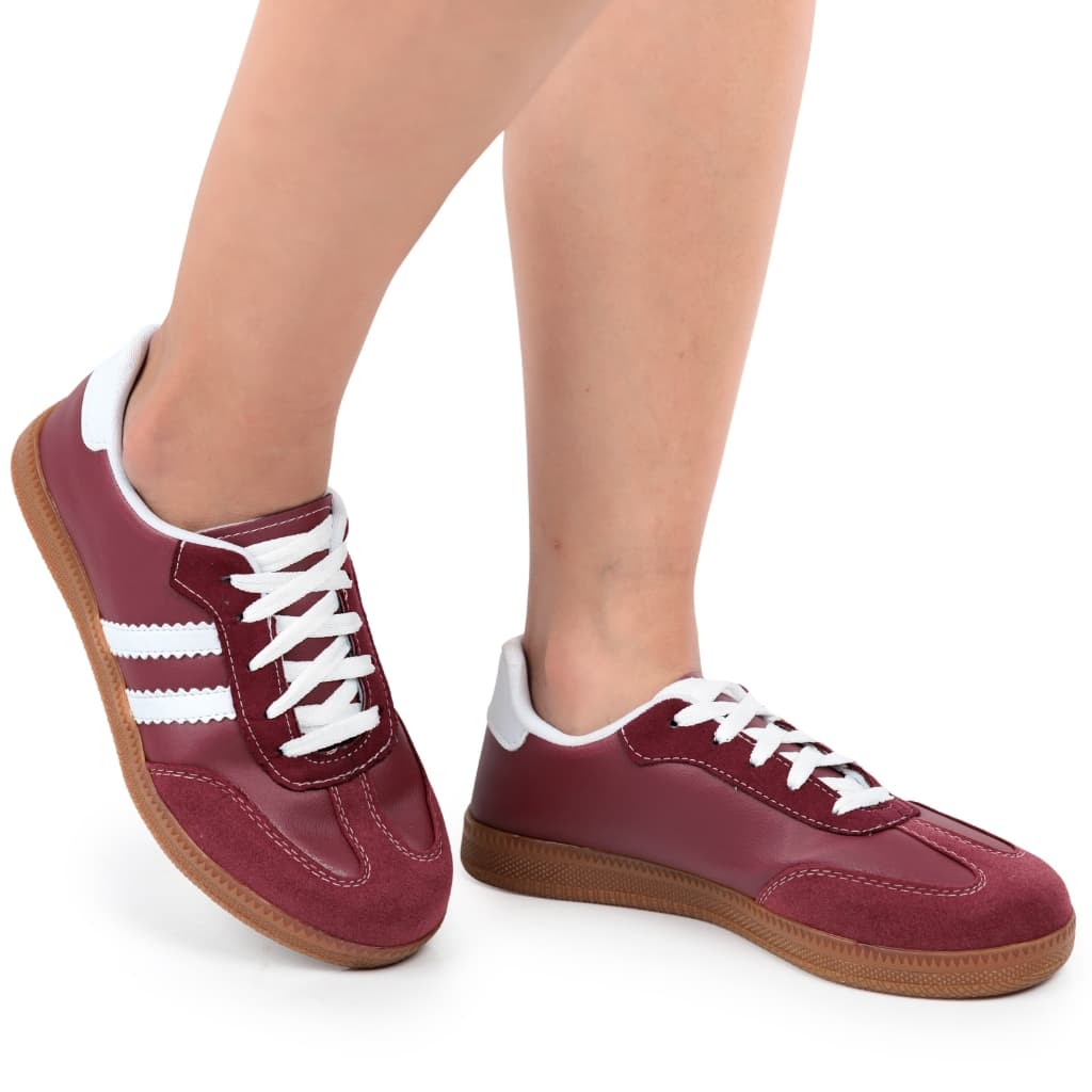 Tênis Sambinha Casual Marsala, Confortável, Estilo Retrô Castelly Calçados