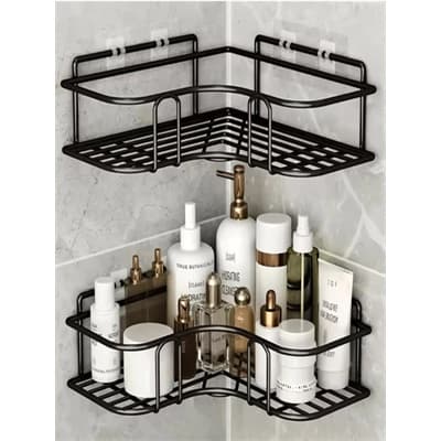 Kit Com Suportes Organizadores De Metal Rack De Parede Banheiro Cozinha Prateleiras Porta Shampoo