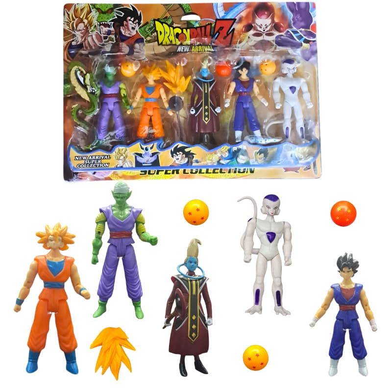 Kit Cartelado Dragon Ball Z Bonecos Articulados C/ Esferas do Dragão Majin Boo Saiyajin Goku Gohan