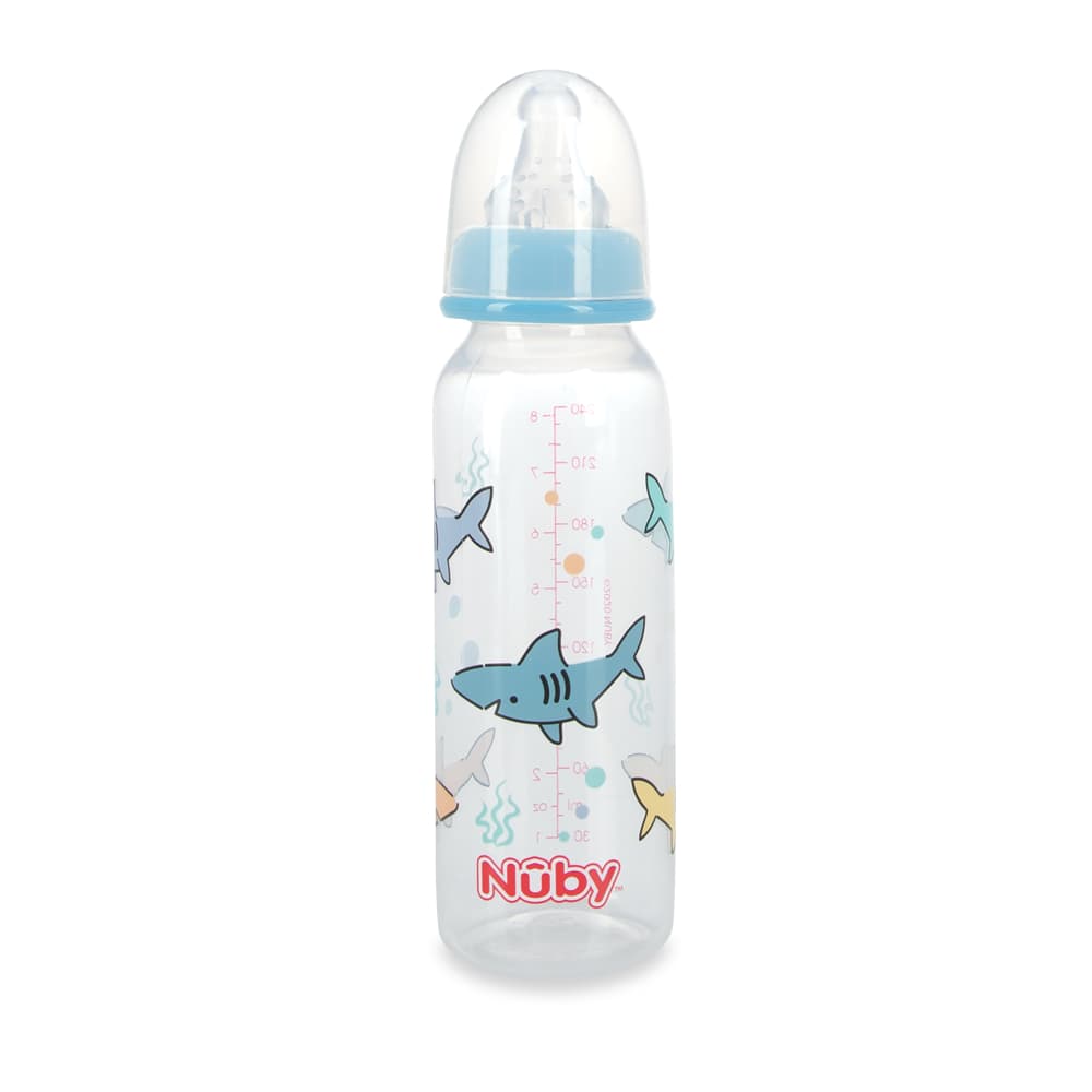 Mamadeira Anticolica Pra Bebê Infantil 240ml Bico em Silicone com Massageador de Gengiva Nuby