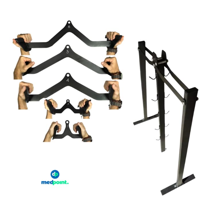 Kit Puxadores de Academia com Organizador rack Anatomico Revestido Treino Musculação