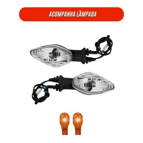Par de Pisca Seta de Moto Cristal Cg Titan Fan Start 125 150 160 2014 a 2025
