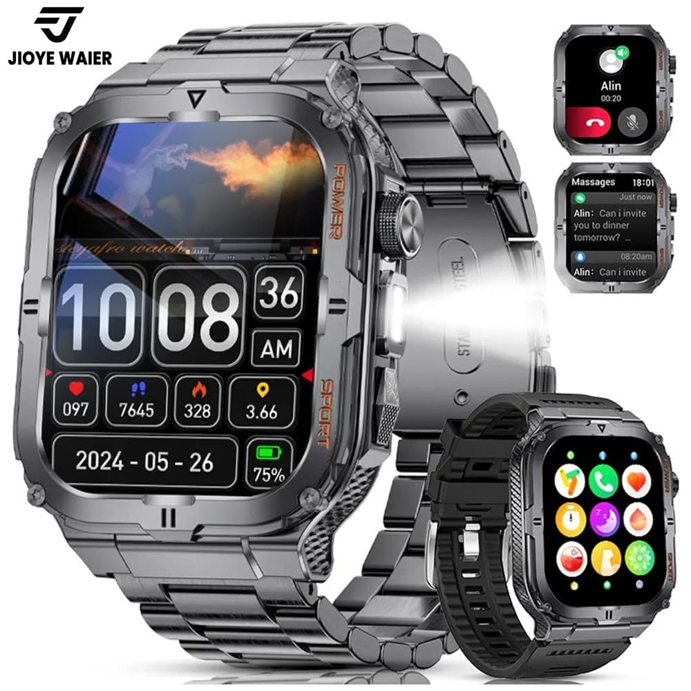 JIOYE Militar Smartwatch Chamada Bluetooth Chamada 3ATM à Prova d'Água Esporte Relógio Inteligente