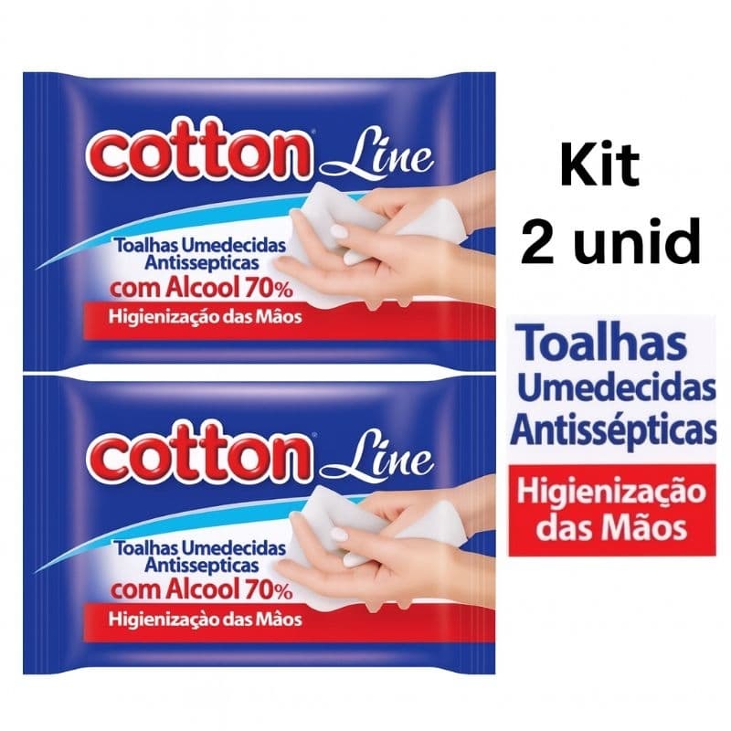 Lenços Umedecido Antissépticas Ál cool 70% - 02 Pacotes 48 Toalhas Cada