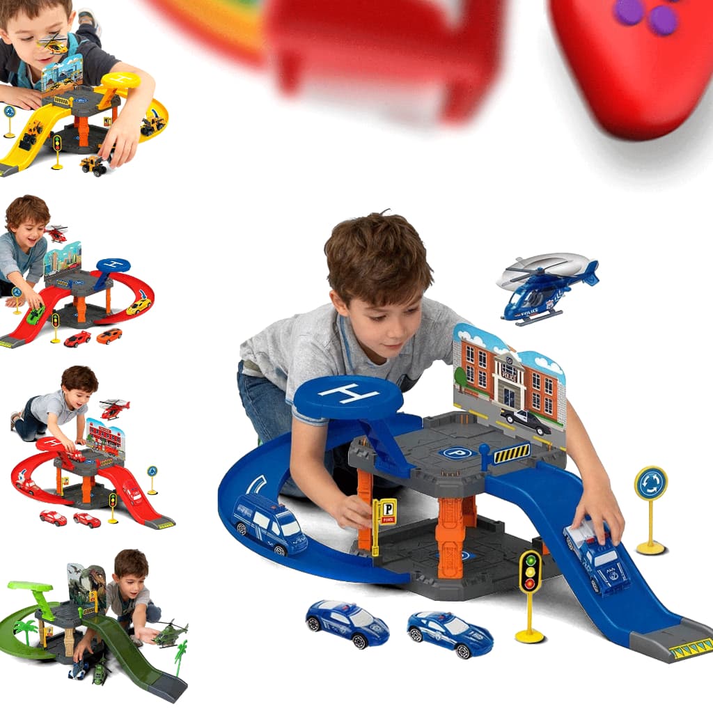 Pista De Carrinhos Infantil Estacionamento Radical Garagem Com Carrinho Incluso, Policial Run Dino Pit Stop Bombeiros