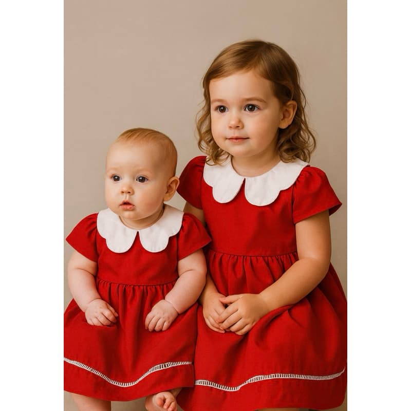 vestido vermelho infantil bebê menina com gola festas e passeios