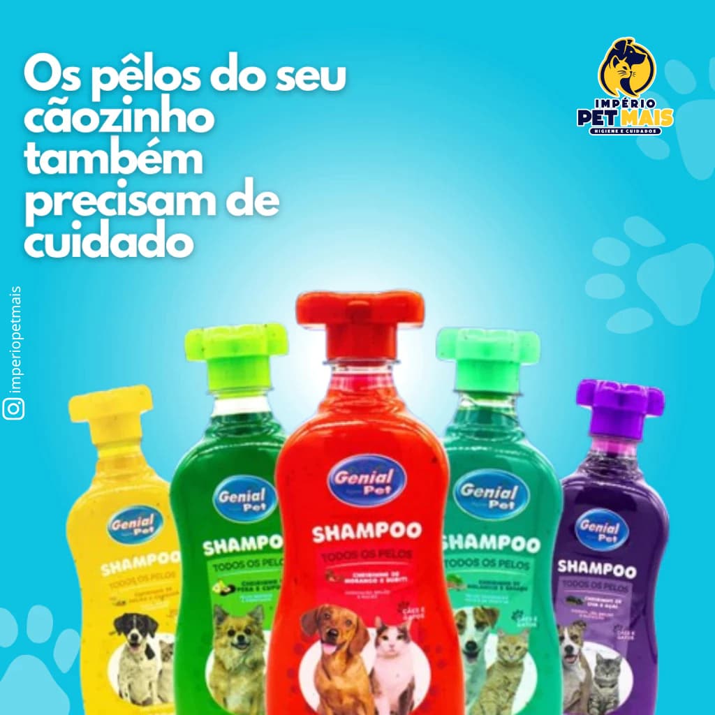 Shampoo para Banho de Cães e Gatos Genial Pet 500 ml Diversas Fragrâncias