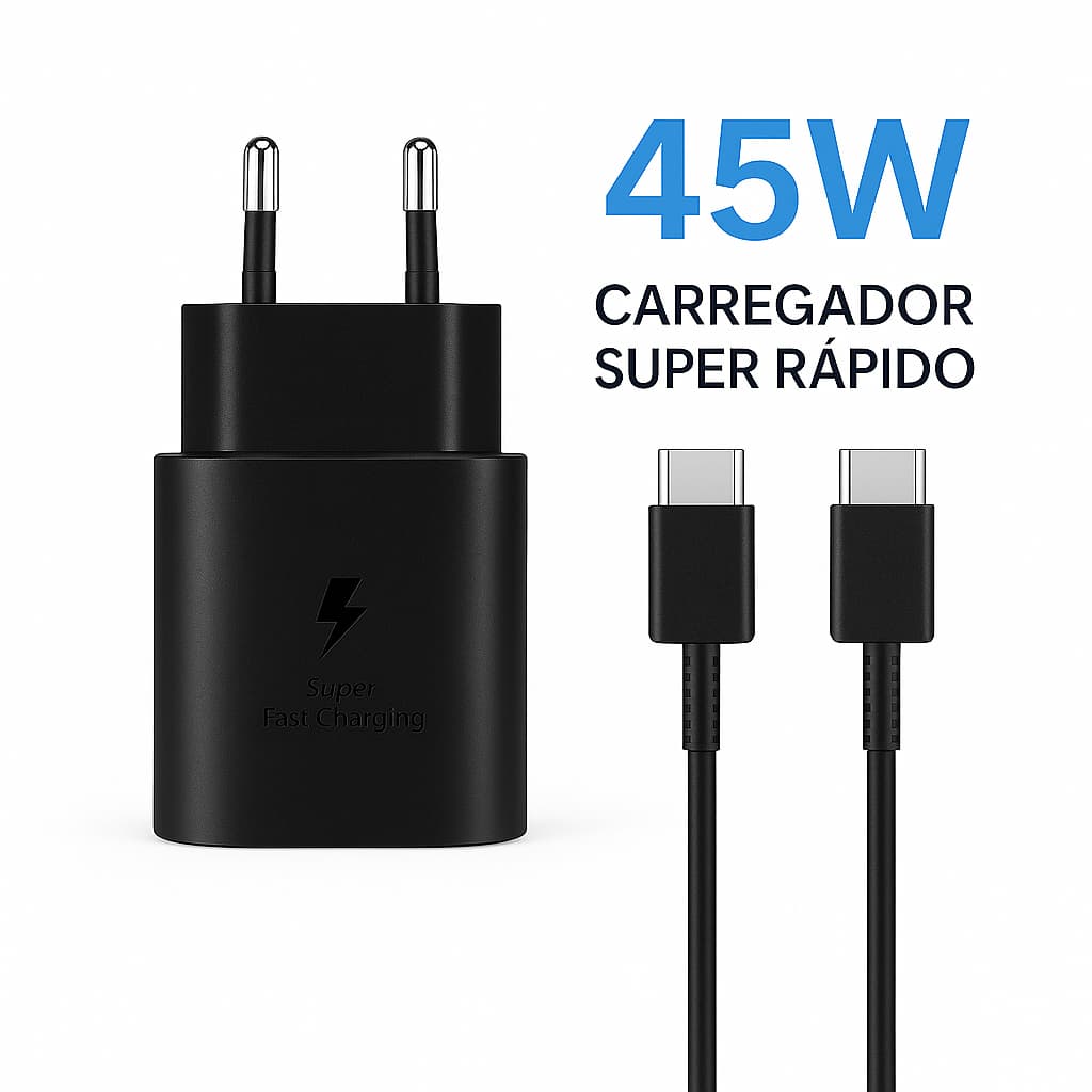 (ORIGINAL) Carregador Compatível Samsung 45W 40W Turbo Super Rápido Tipo C USB-C Modelo Sansung 2026