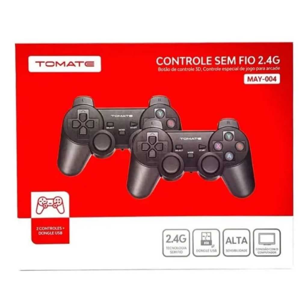Controle Joystick Sem Fio 2.4ghz Usb videogame Pc Notebook Kit 2 Peças