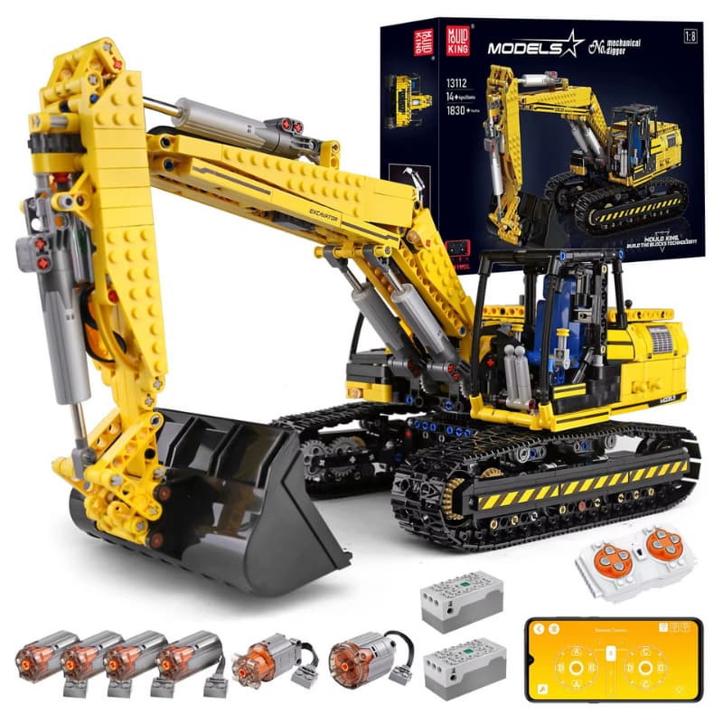 Escavadeira Motorizada Mould King 13112S - 2169 Peças Blocos de Montar Compatível Colecionador Pronta Entrega