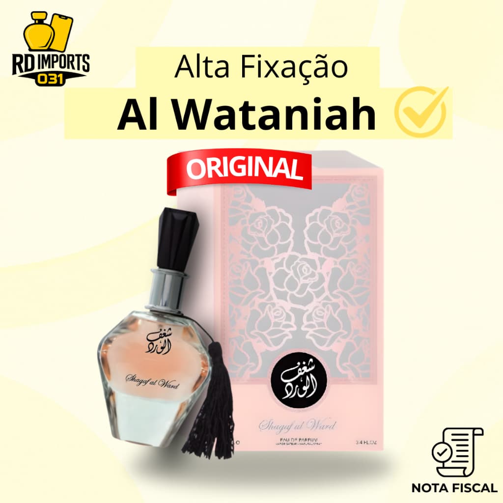 Perfume Árabe Shagaf Al Ward Al Wataniah 100ml Feminino Original Importado com NF