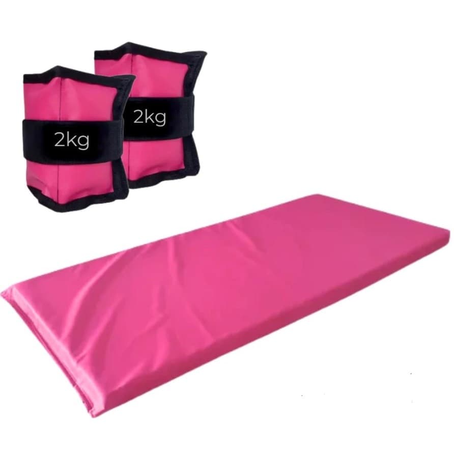 KIT Caneleira de Peso Rosa Par de 2KG + Colchonete Rosa/Musculação/Fisioterapia/Treino