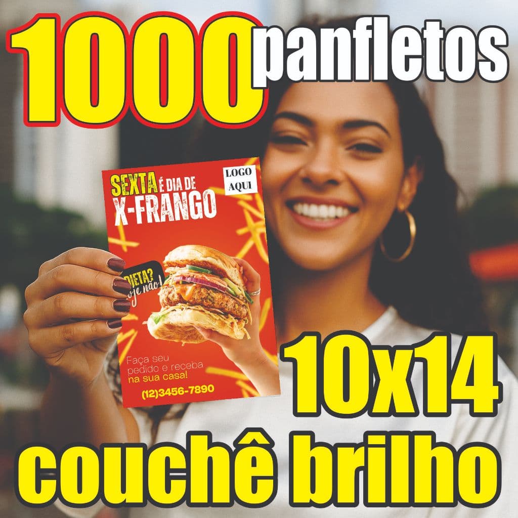 1000 Panfletos 10x14cm Couchê Brilho 120g