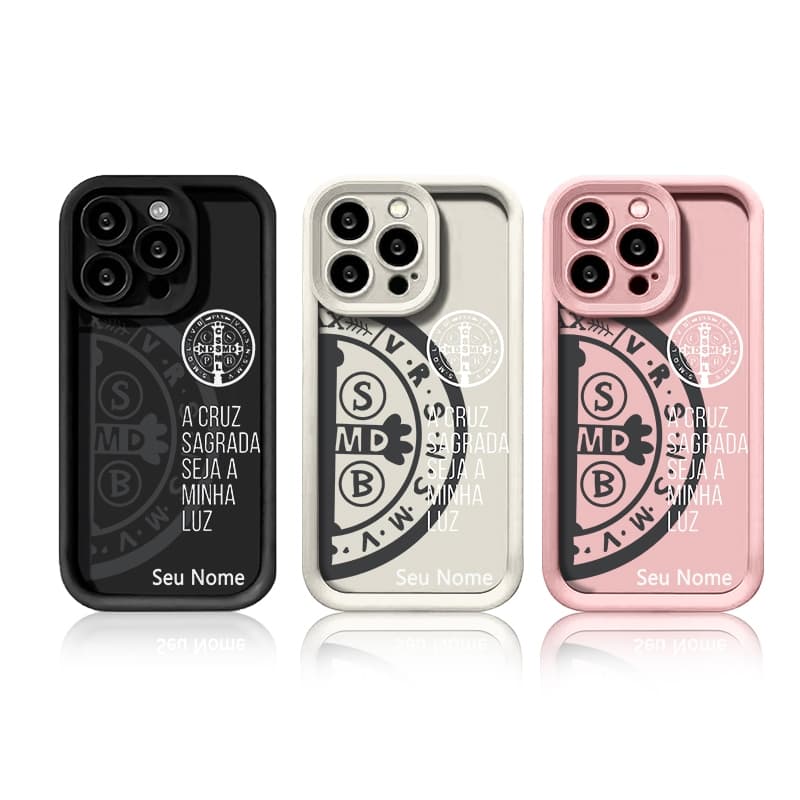 Capinha anti impacto de medalha São Bento para iPhone xr 11 12 13 14 15 16 17 pro max 14 16 plus capa silicone
