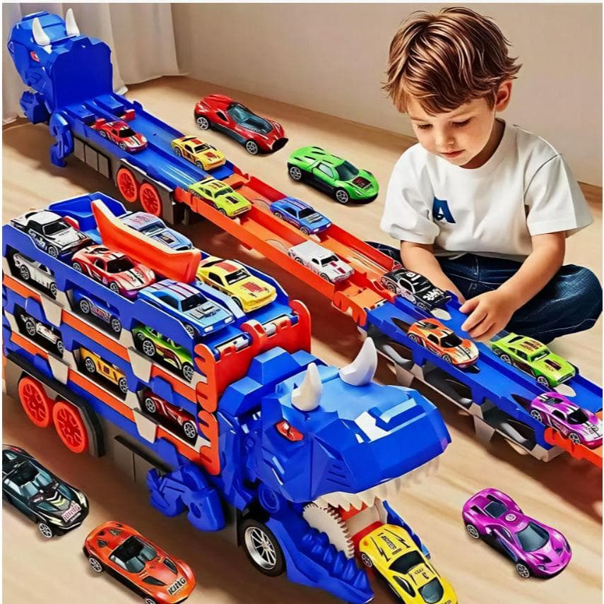 Maleta Caminhão Dinossauro com 6/12/18/24 Carrinhos – Brinquedo Infantil Divertido e Presente Ideal