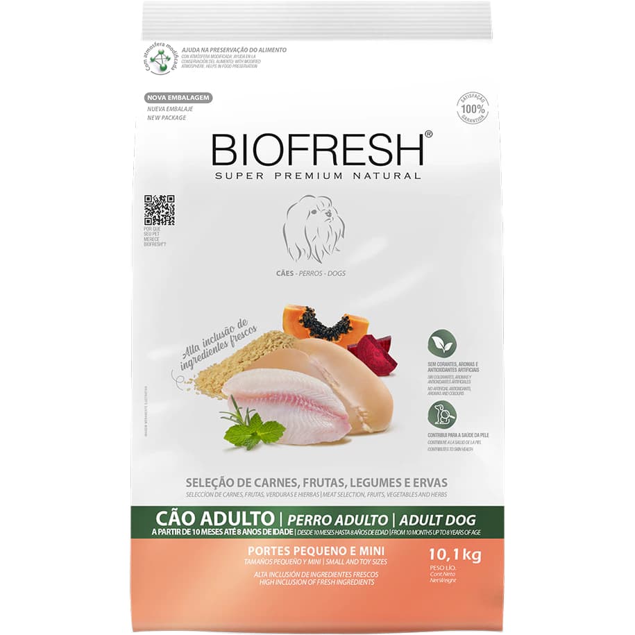 Ração Biofresh Cães Adultos de Raças Pequenas e Mini 10,1KG