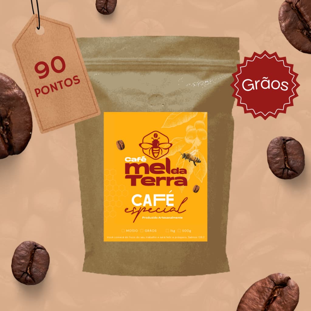 90 PONTOS | Café Especial Torrado em Grãos 500g - Café Mel da Terra