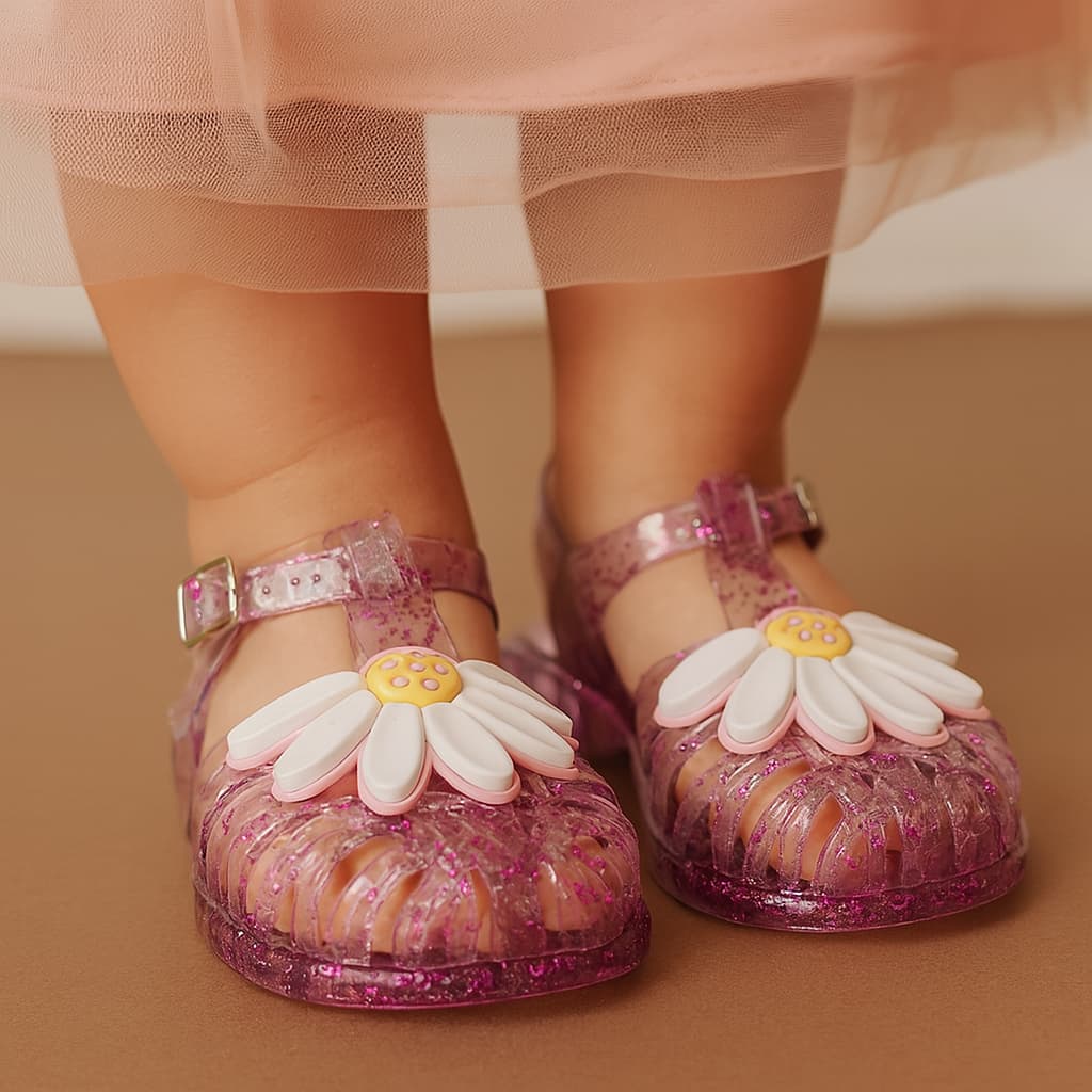 Sandalia infantil menina meia flor confortavel